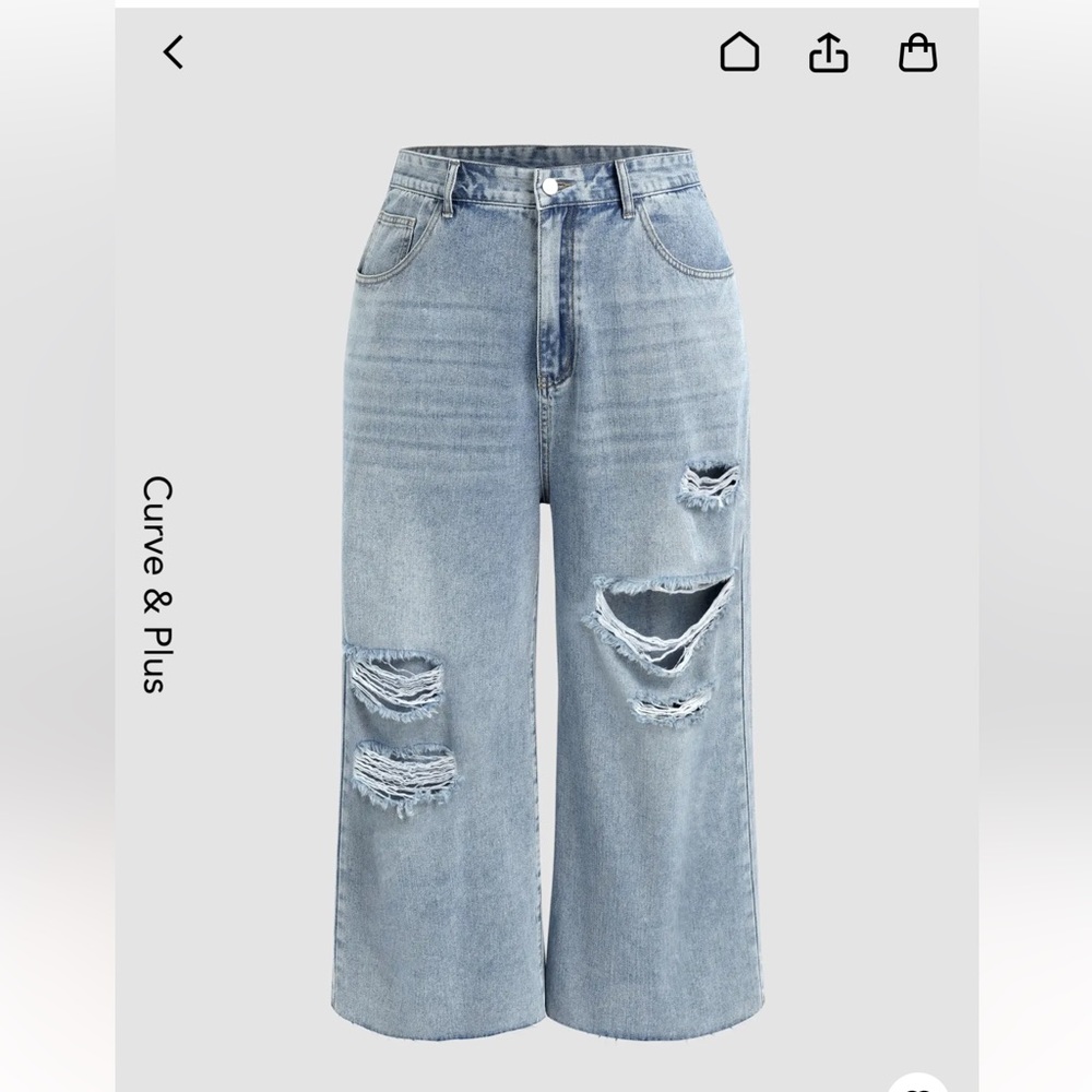 NWT Plus Size High Waisted Ripped Straight Leg Jeans